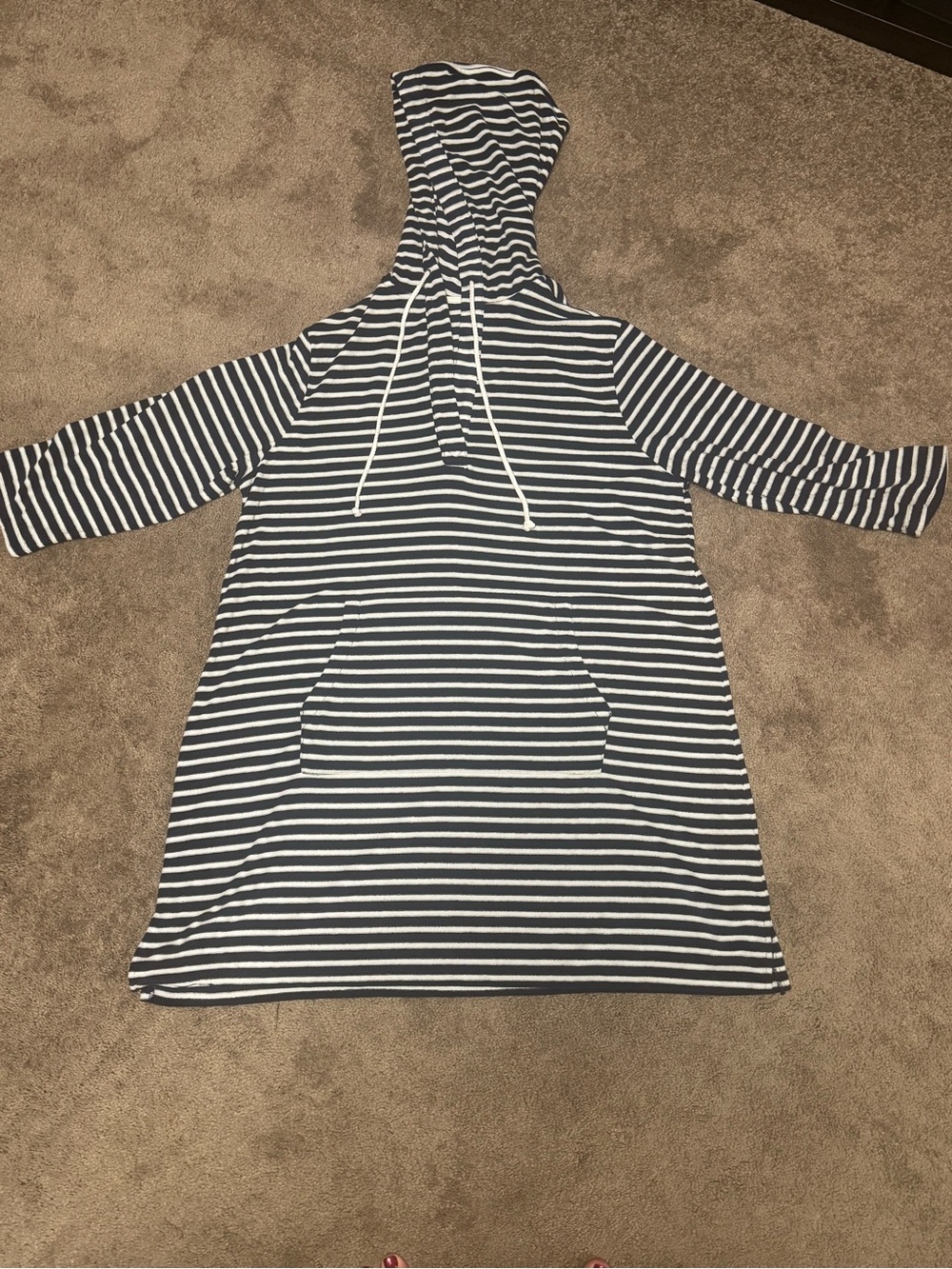 Lands End Striped Hooded Coverup- Navy & White - NWT
